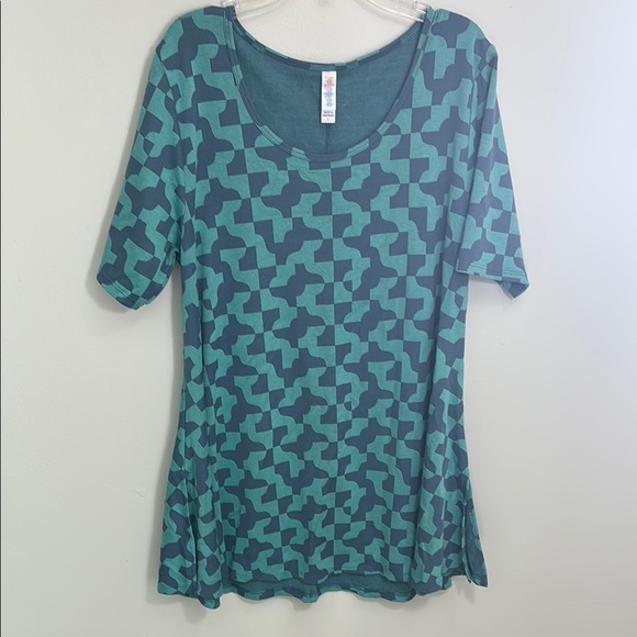 LuLaRoe Tops - LuLaRoe Blue Patterned Short Sleeve Tee